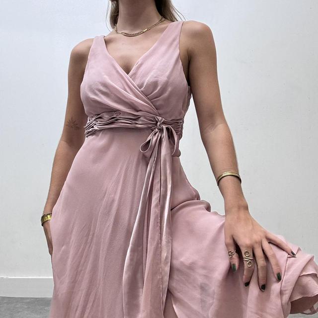 Pink drape waterfall dress