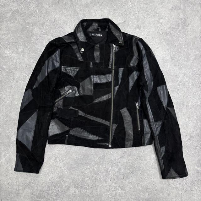Black suede leather asymmetric biker jacket
