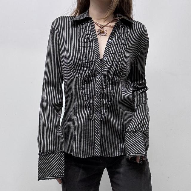 Pinstriped silky fitted shirt