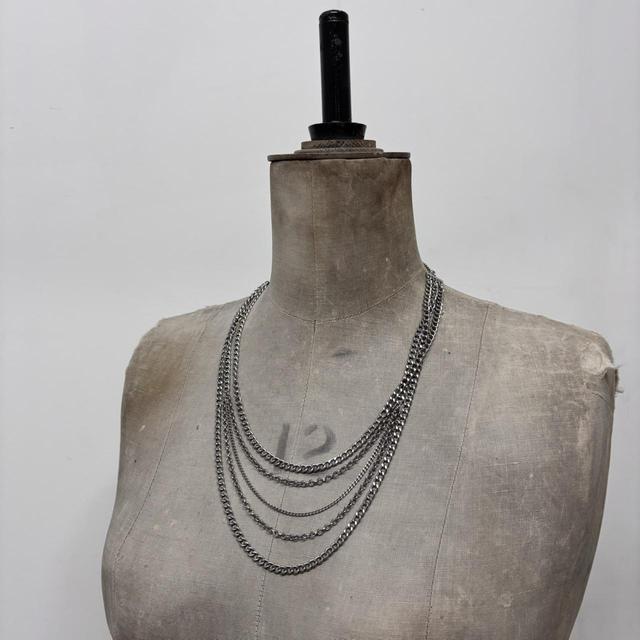 Layered silver chain necklace