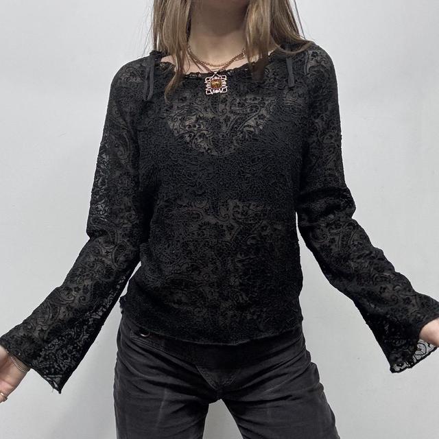 Sheer black flared gothic blouse