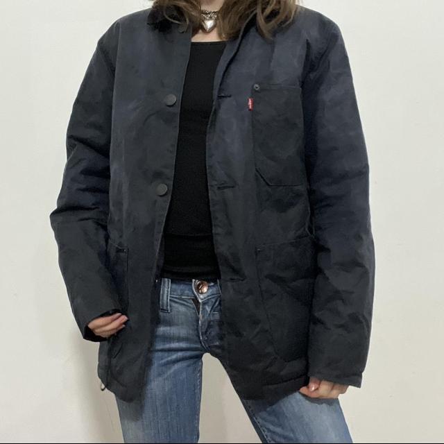 Distressed waxed cotton workwear jacket