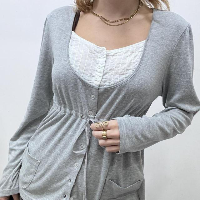 Slouchy lace grey blouse