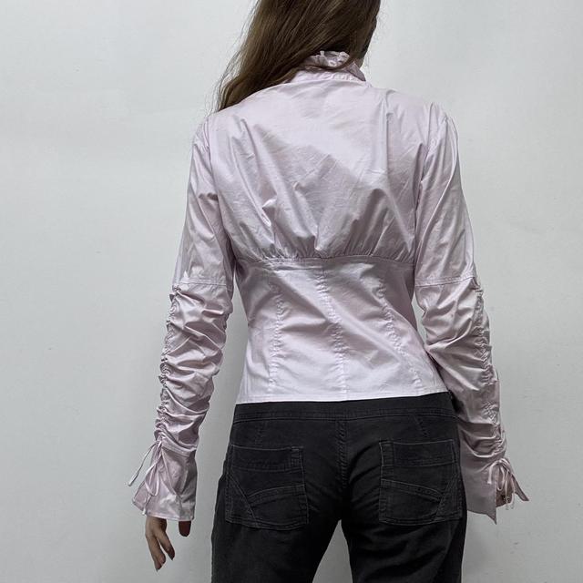 Pink gathered ruffle shirt