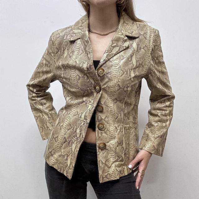 Snakeskin brown leather blazer