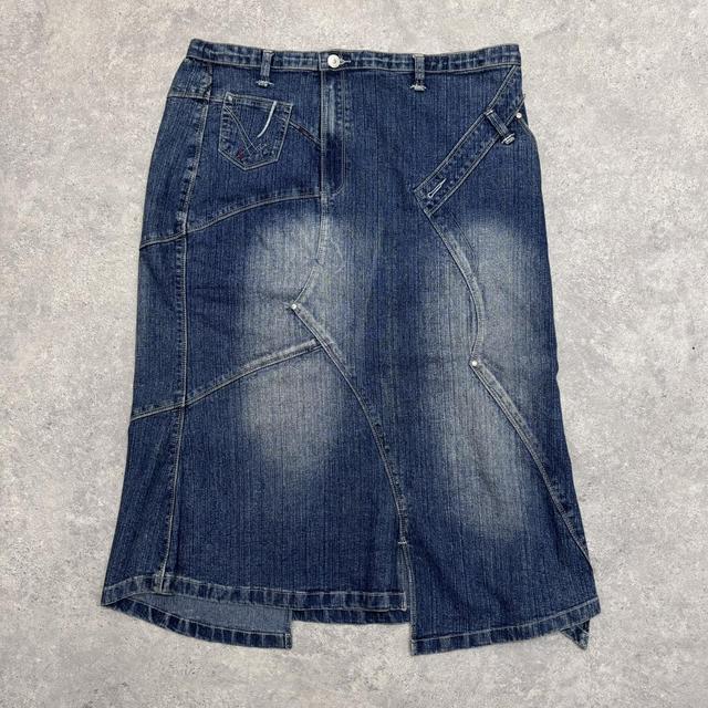 Panelled denim deconstructed skirt