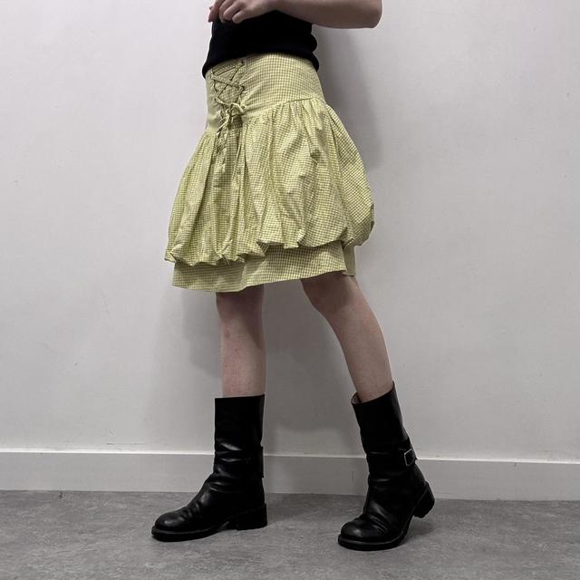Puff gingham corset mini skirt