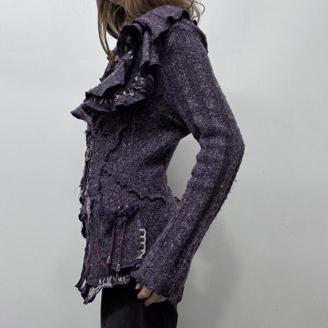 Knitted flared asymmetric off the shoulder cardigan