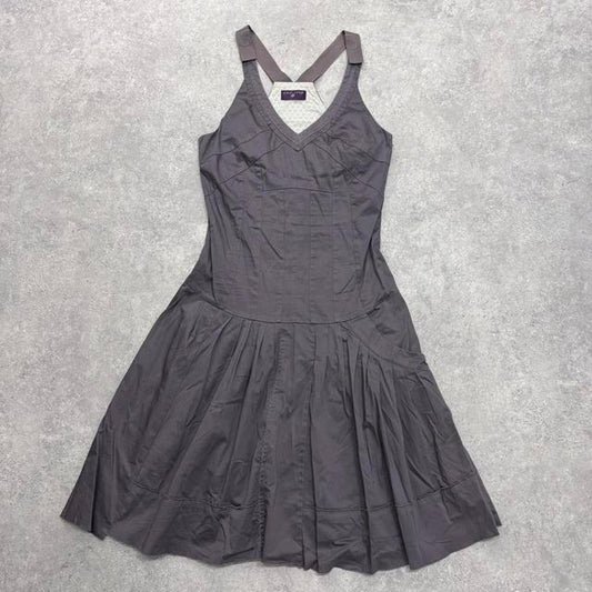 Grey cotton flared midi dress