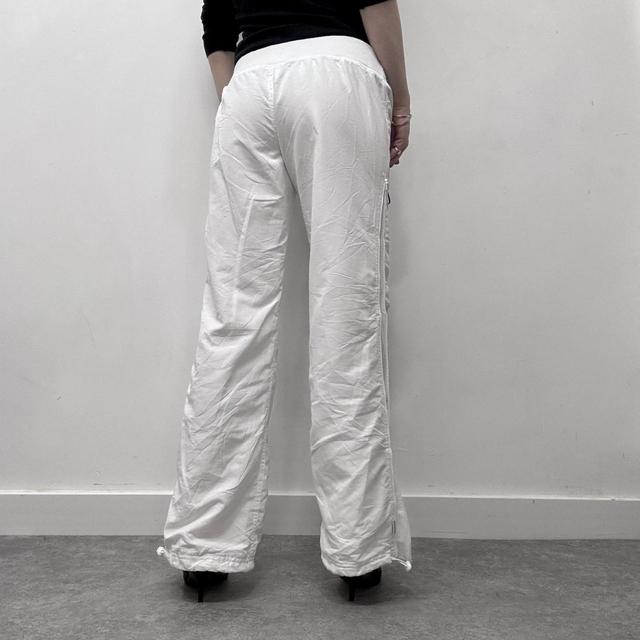 White flared wide leg trackies