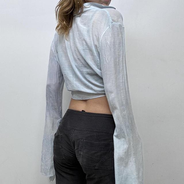 Flared blue gothic eyelet shirt