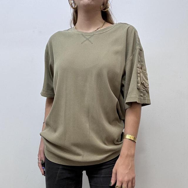 Khaki ribbed military tshirt