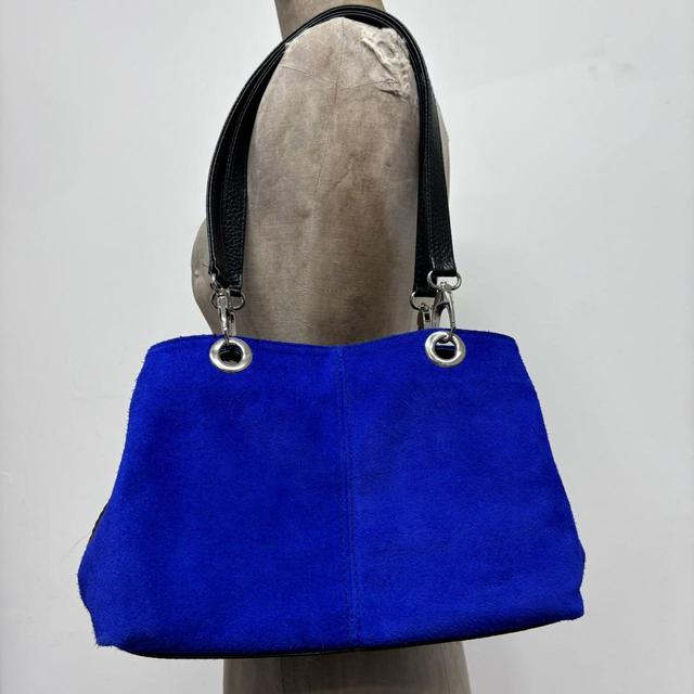 Blue suede shoulder bag
