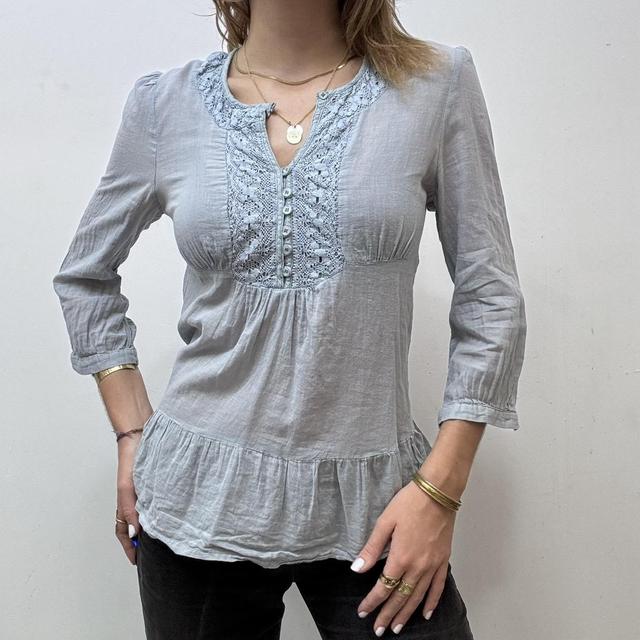 Vintage lace blue blouse