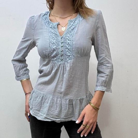 Vintage lace blue blouse