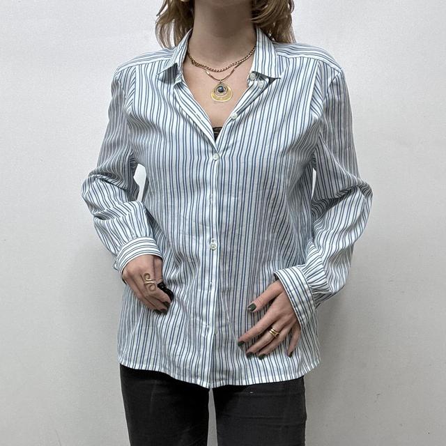 Preppy blue pinstripe shirt