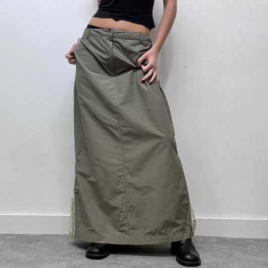 Khaki tech aline maxi skirt