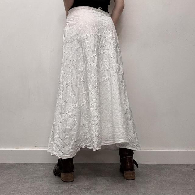 White cotton tiered midi skirt