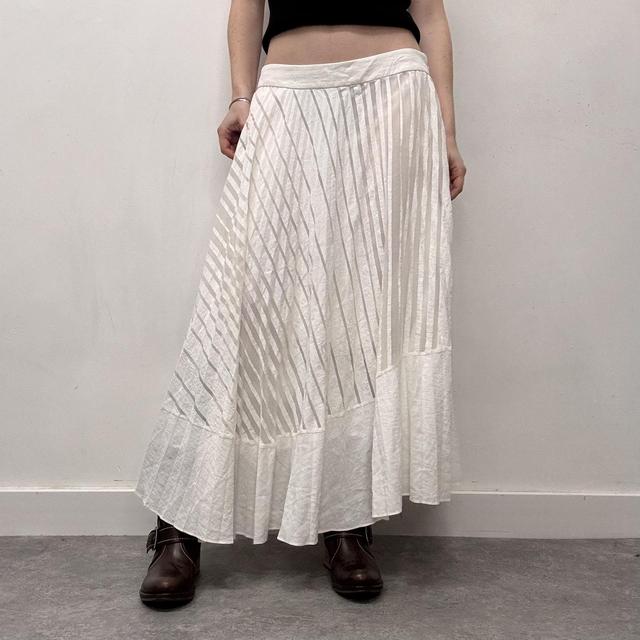 Pinstripe asymmetric maxi skirt