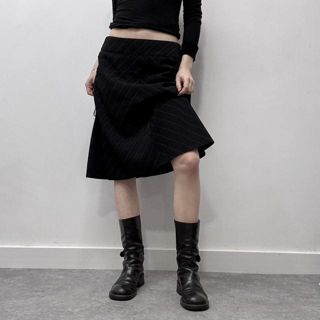 Flare pinstripe midi skirt