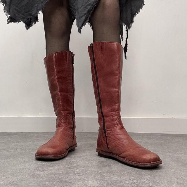 Red leather Dr marten moto boots
