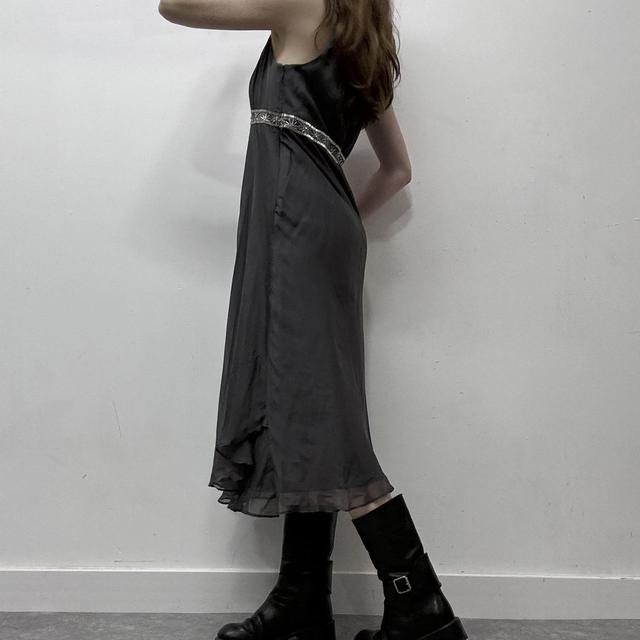 Silk pleated beaded maxi dress