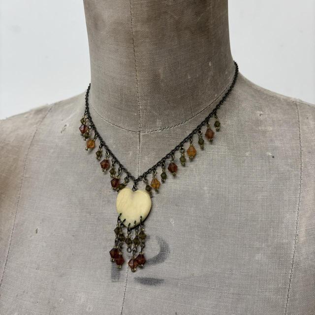 Brown gemstone heart necklace