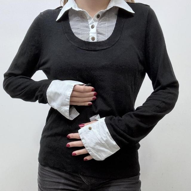 Pinstripe shirt office-core jumper