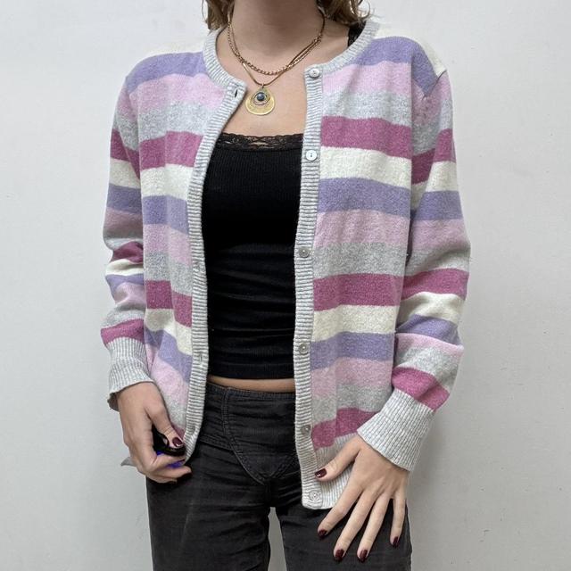 Stripy wool pastel cardigan