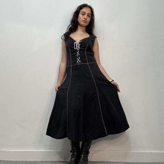 Black grunge corset maxi dress