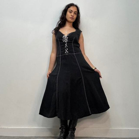 Black grunge corset maxi dress