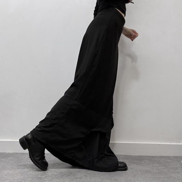Black asymmetric grunge gathered skirt
