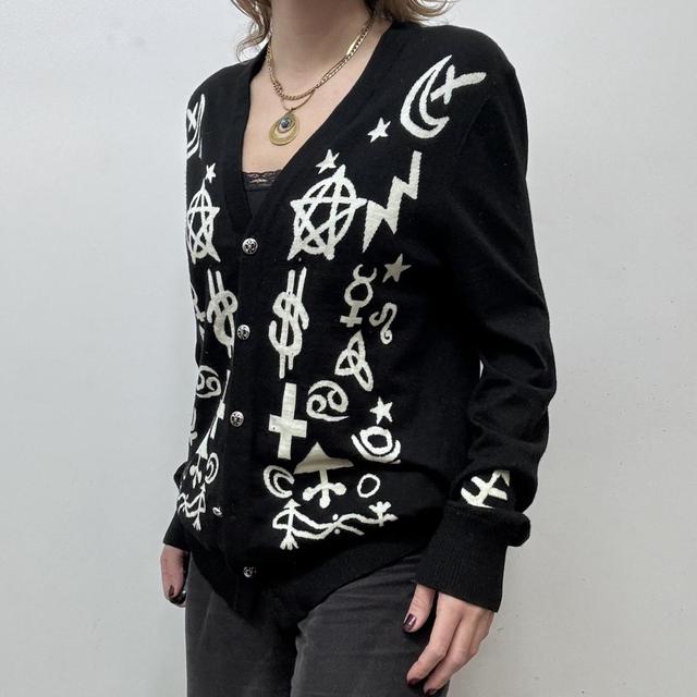 Graphic symbols black cardigan