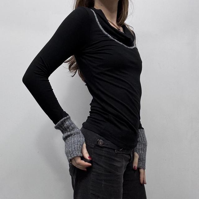Black Cop Copine drape neck top
