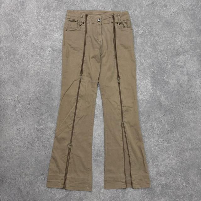 Zipper flared chino trousers