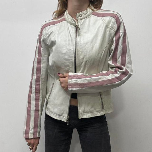 Leather vintage biker jacket