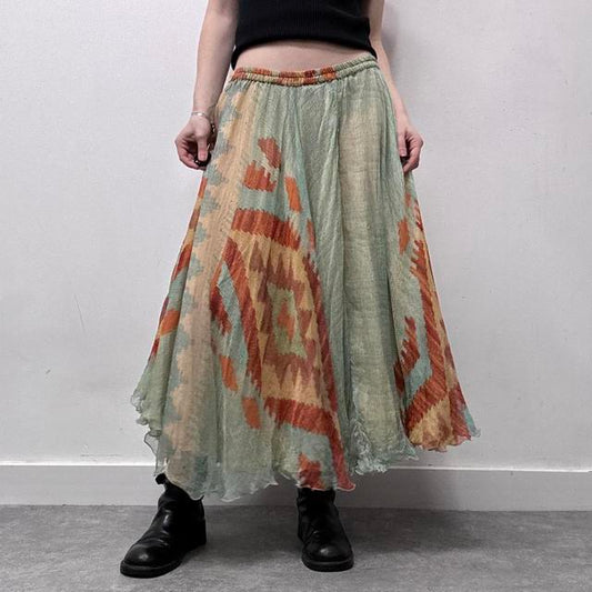 Sheer crinkle silk floaty boho skirt