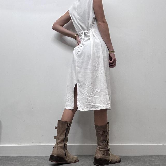 White linen embroidered anitque style dress