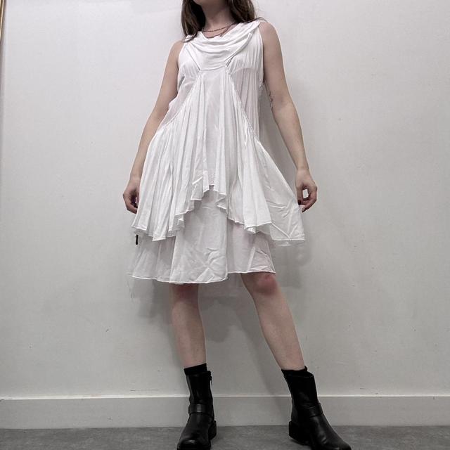 White drape layered dress
