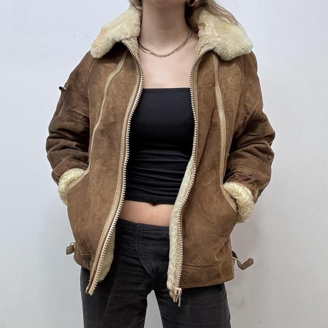 Brown suede sheepskin jacket