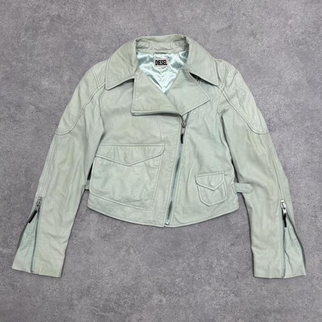 Mint leather biker jacket