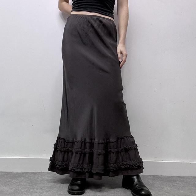 Brown floaty ruffle silk skirt