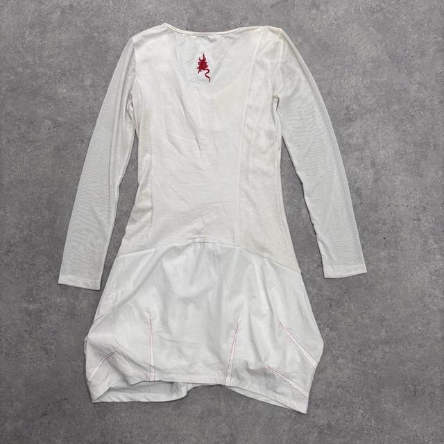 White flared puff mini dress