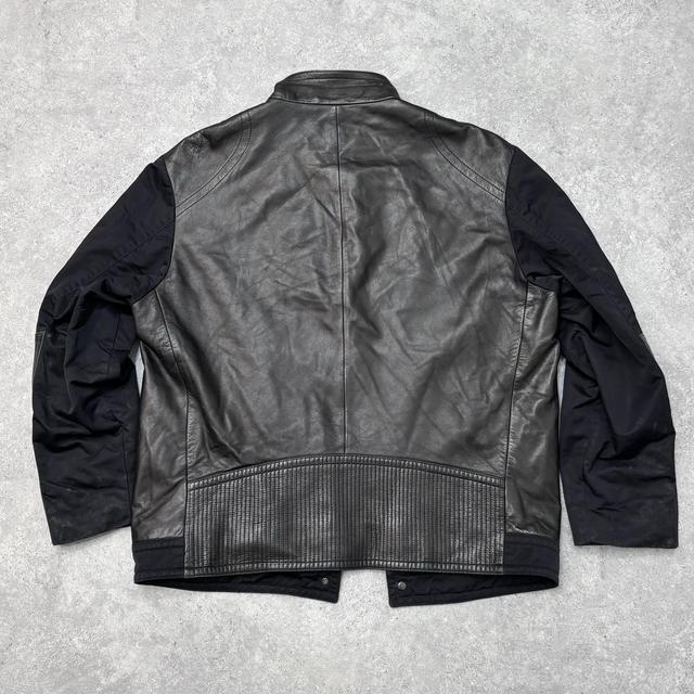 Oversized black leather jacket