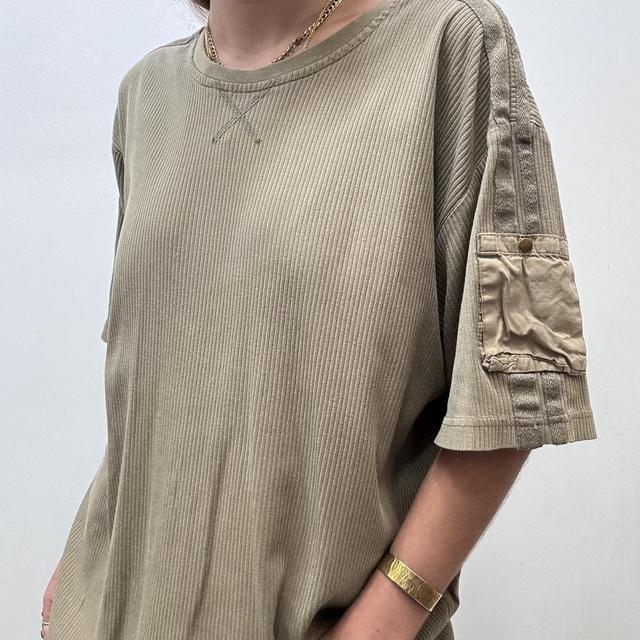 Khaki ribbed military tshirt