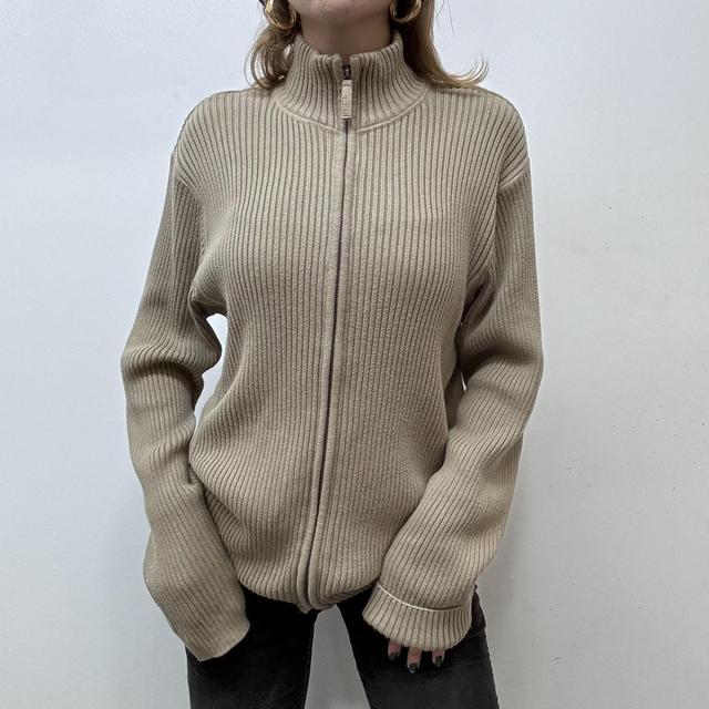 Brown slouchy ribbed cardigan