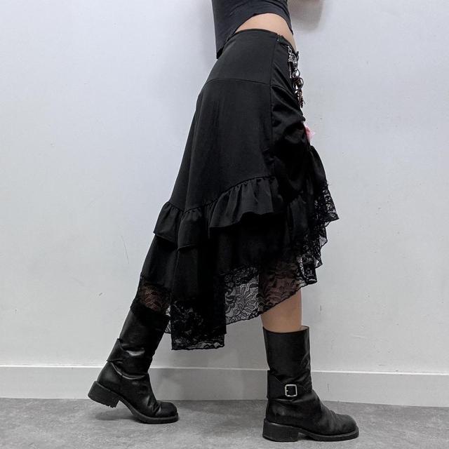 Black lace chain belt gothic skirt