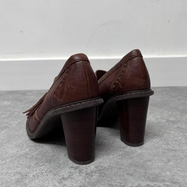 Tweed heel tassel loafers