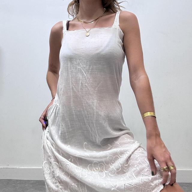 Antique white embroidered slip dress