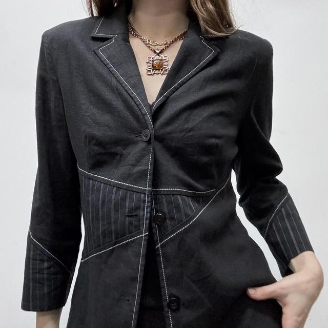 Black pinstripe flared jacket